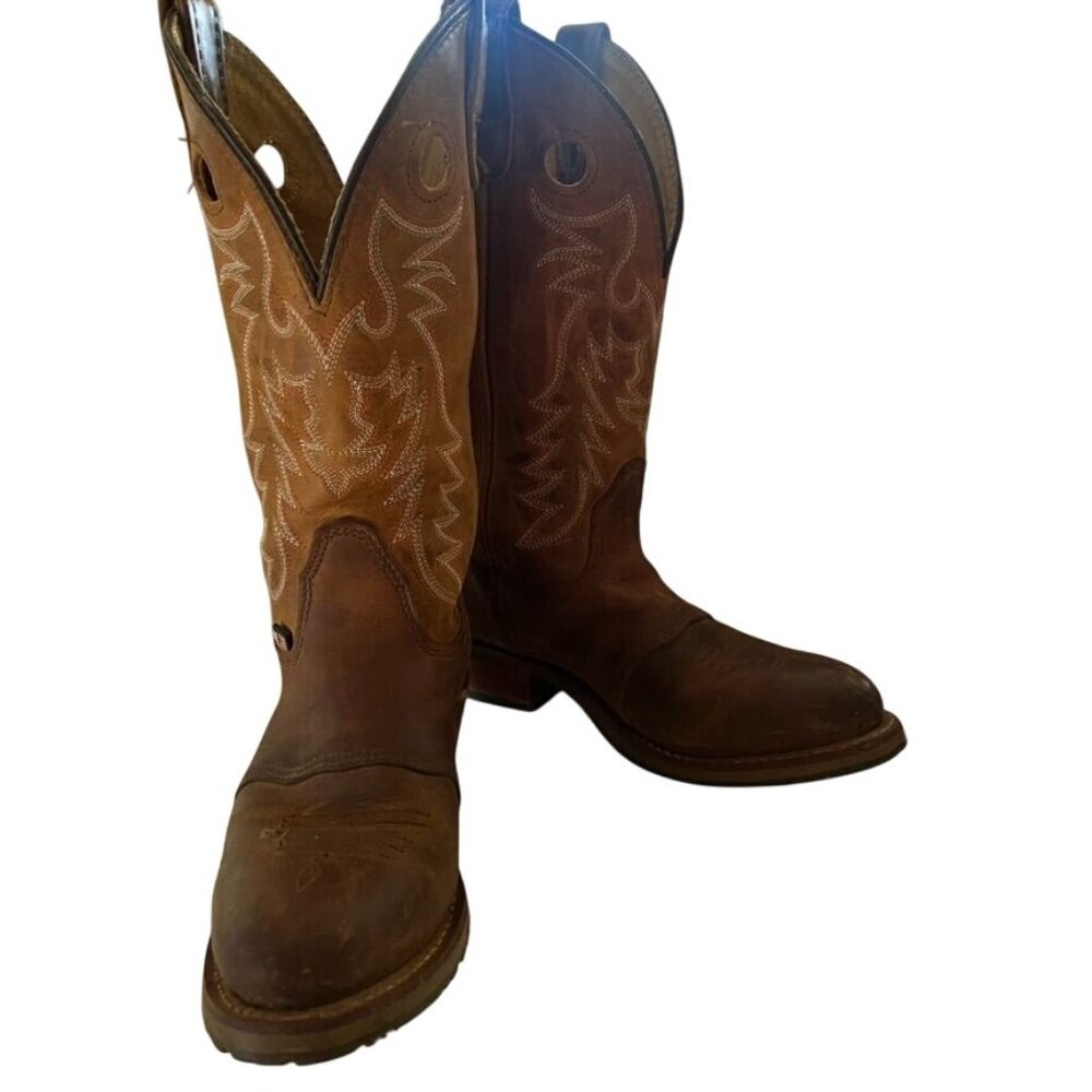 Double H Women's Daniela Western Boots Size 8M Leather Brown Stitching USA